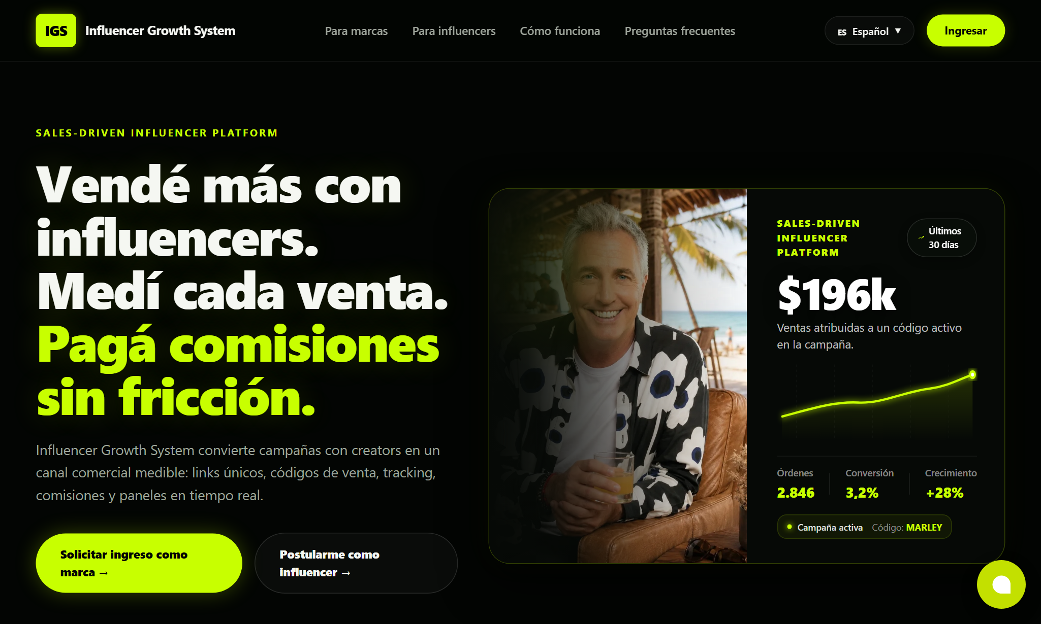 Captura de pantalla de Influencer Growth System
